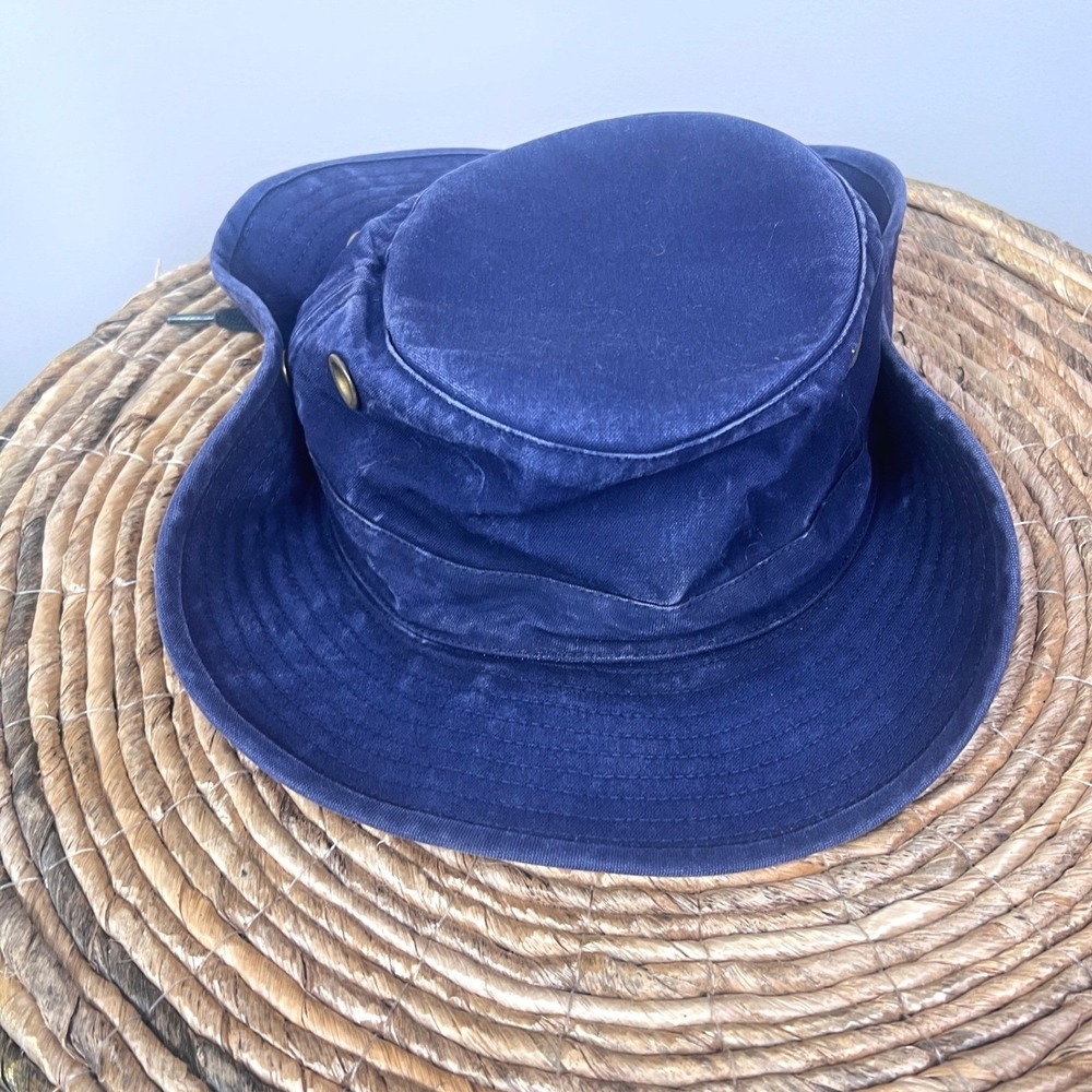 Tilley Endurables Cotton Duck Hat Mens 7 5/8 Wide Brim Snap Up Navy Blue - Picture 6 of 14